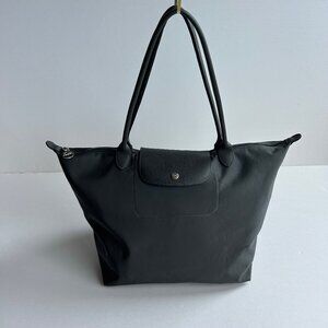 Longchamp Large Le Pliage Neo Grey Nylon Tote